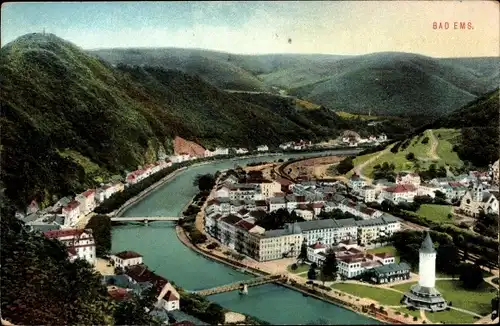 Ak Bad Ems an der Lahn, Blick auf den Ort