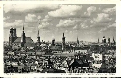 Ak München Bayern, Blick vom Deutschen Museum auf die Stadt