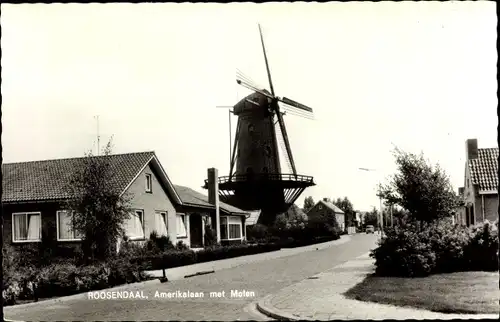 Ak Roosendaal Nordbrabant Niederlande, Amerikalaan met Molen