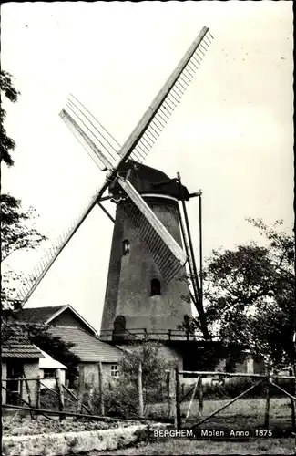 Ak Berghem Nordbrabant Niederlande, Molen Anno 1875