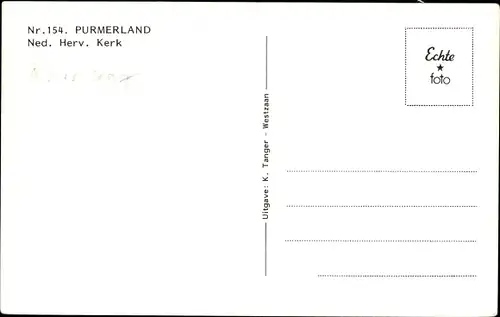 Ak Purmerland Landsmeer Nordholland Niederlande, Ned.Herv. Kerk