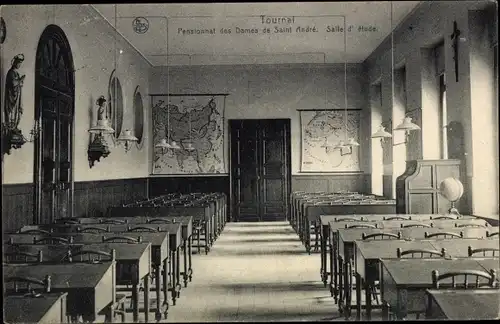 Ak Tournai Wallonien Hennegau, Pensionnat des Dames de Saint André, Salle d'etude