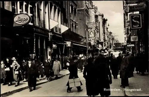 Ak Rotterdam Südholland Niederlande, Hoogstraat, Passanten