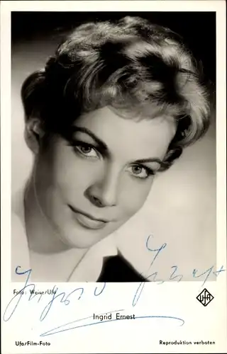 Ak Schauspielerin Ingrid Ernest, Portrait, Autogramm