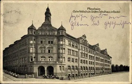 Ak Pforzheim im Schwarzwald, Osterfeldschule, Eingangsbereich