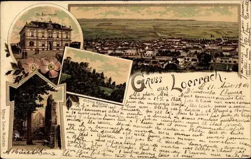 Litho Lörrach in Baden Württemberg, Großes Bezirksamt, Schloss Röttlein, Rittersaal