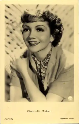 Ak Schauspielerin Claudette Colbert, Portrait