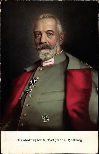 Künstler Ak Reichskanzler Theobald von Bethmann Hollweg, Portrait, Eisernes Kreuz