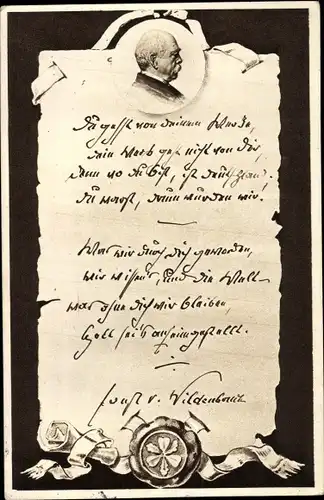 Künstler Ak Otto von Bismarck, Herzog zu Lauenburg, Bundeskanzler, Schriftstück