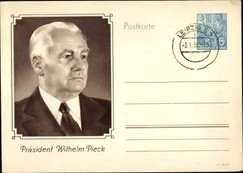 Ganzsachen Ak Wilhelm Pieck, Präsident der DDR von 194 bis 1960