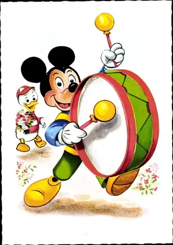 Ak Walt Disney, Mickey Mouse, Micky Maus mit Pauke