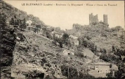 Ak Le Bleymard Lozère, Vieux Chateau du Tournel, Ruine