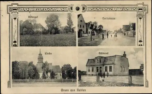 Ak Neiden Elsnig Sachsen, Bäckerei, Kirche, Rittergut, Dorfstraße