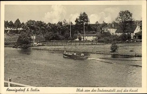 Ak Hennigsdorf an der Oberhavel, Blick von der Badeanstalt auf der Havel