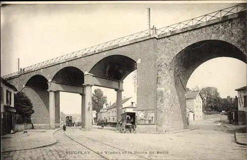 Ak Viroflay Yvelines, Le Viaduc et la Route de Paris