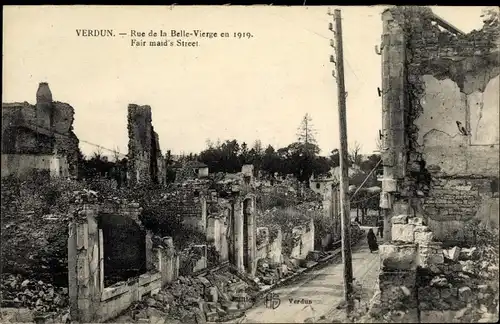 Ak Verdun Meuse, Rue de la Belle-Vierge en 1919, Kriegszerstörungen 1. WK