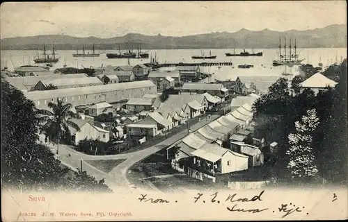 Ak Suva Fidschi, Blick auf den Ort