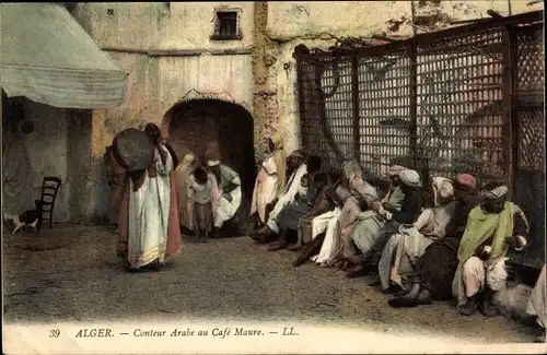 Ak Alger Algerien, Conteur arabe au Café maure