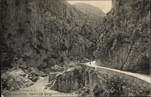 Ak Palestro Algerien, Aspect des Gorges pres du Tunnel