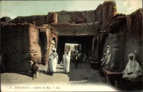 Ak Sidi Okba Algerien, Entree de Rue