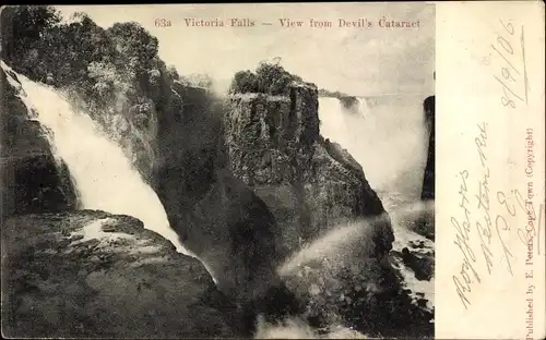 Ak Simbabwe, Victoria Falls, View from Devil's Cataract