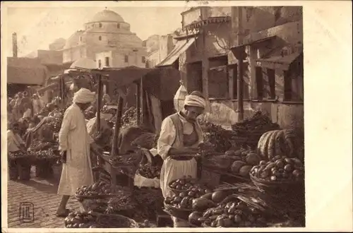 Ak Types d'Orient, Vendeurs de fruits, Handel, Markt, Früchte
