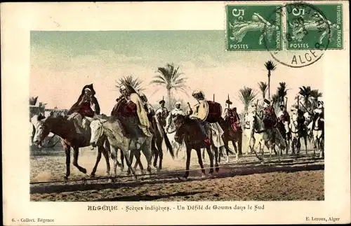 Ak Algerien, Scenes indigenes, Un Defile de Goums dans le Sud