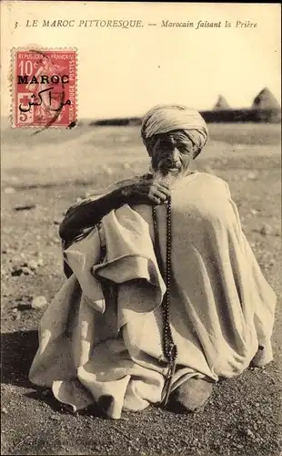 Ak Marokko, Marocain faisant la prière, betender Mann