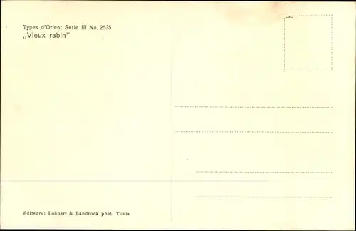 Judaika Ak Types d'Orient, Vieux Rabin, Rabbiner