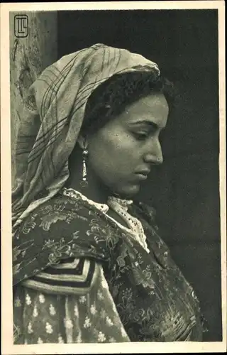 Ak Types d'Orient, Fille juive, Maghreb, Ohrring