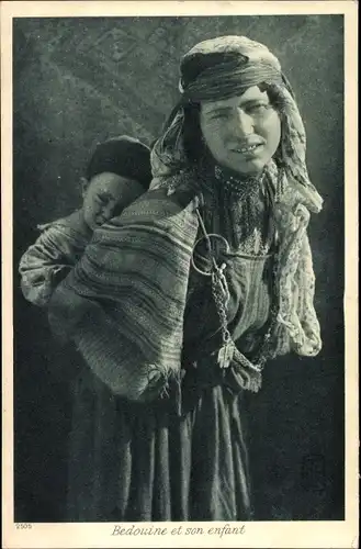 Ak Bedouine et son enfant, Frau mit Kind, Maghreb