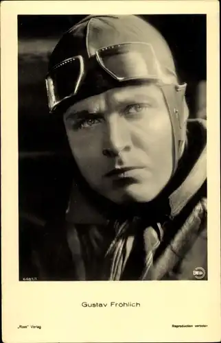 Ak Schauspieler Gustav Fröhlich, Portrait, Fliegermütze
