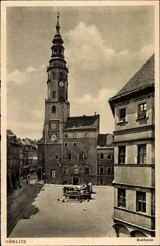 Ak Görlitz in der Lausitz, Partie am Rathaus