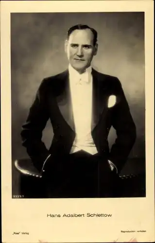 Ak Schauspieler Hans Adalbert Schlettow, Portrait, Uniform, Ross Verlag 6335/1