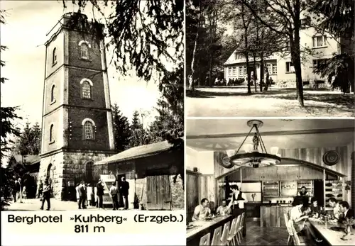 Ak Stützengrün im Erzgebirge Sachsen, Kuhberg, Berghotel, Außenansicht, Speisesaal