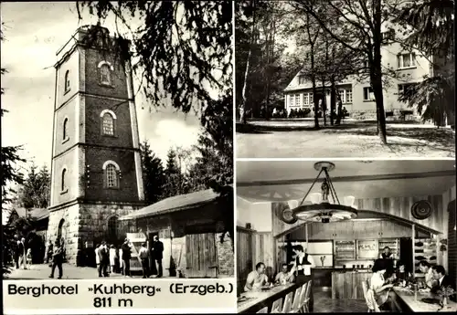 Ak Stützengrün im Erzgebirge Sachsen, Kuhberg, Berghotel, Außenansicht, Speisesaal