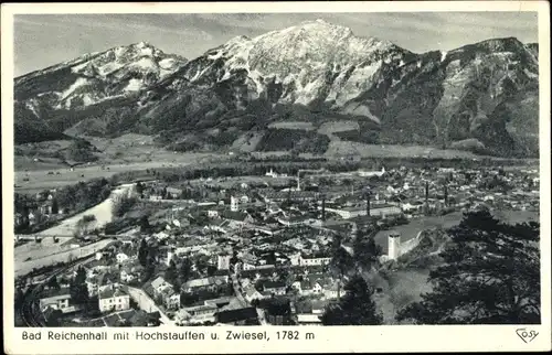 Ak Bad Reichenhall in Oberbayern, Panorama mit Hochstauffen und Zwiesel