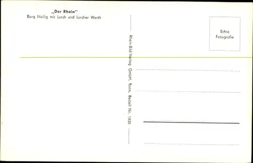 Ak Lorch im Rheingau Hessen, Burg Nollig mit Ort und Lorcher Werth