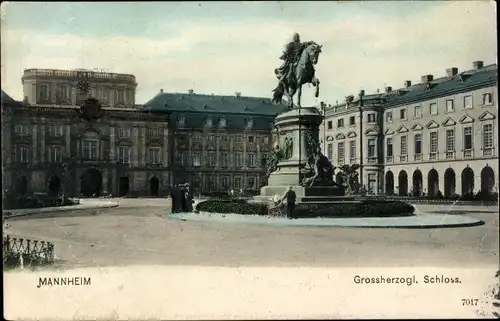 Ak Mannheim in Baden, Großherzogl. Schloss, Denkmal