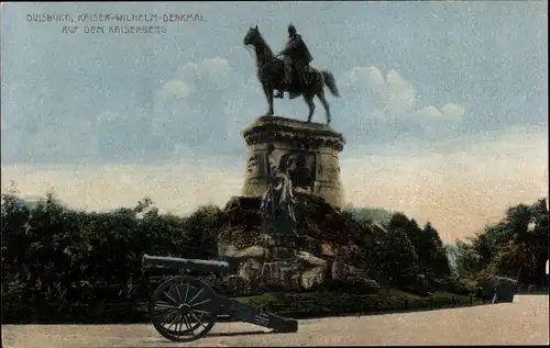 Ak Duisburg im Ruhrgebiet, Kaiser-Wilhelm-Denkmal auf dem Kaiserberg, Kanone