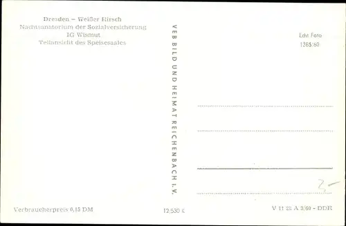 Ak Dresden Weißer Hirsch, Nachtsanatorium IG Wismut, Speisesaal