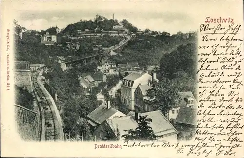 Ak Dresden Loschwitz, Drahtseilbahn