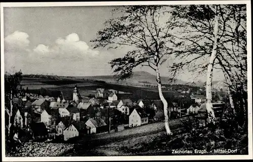 Ak Zschorlau Erzgebirge, Panorama Mitteldorf