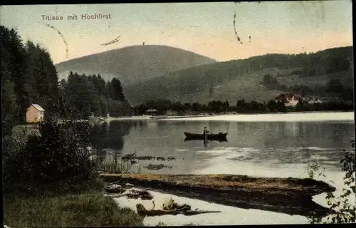 Ak Titisee Neustadt im Breisgau Hochschwarzwald, Hochfirst, Ruderboot