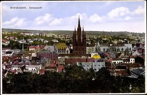 Ak Wiesbaden in Hessen, Teilansicht, Kirche