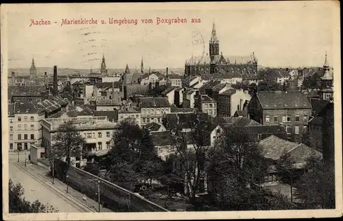Ak Aachen in Nordrhein Westfalen, Marienkirche und Umgebung vom Boxgraben aus