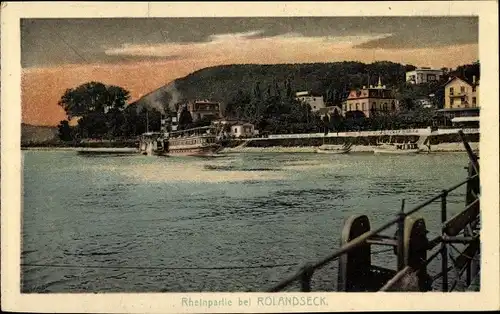 Ak Rolandseck Remagen am Rhein, Rheinpartie, Raddampfer