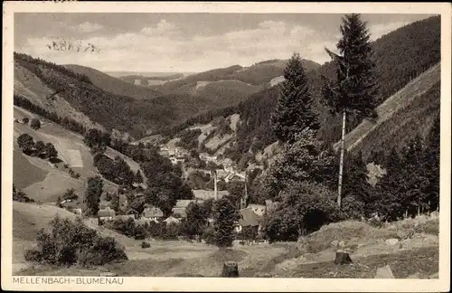 Ak Blumenau Mellenbach Glasbach im Schwarzatal Thüringen, Panorama