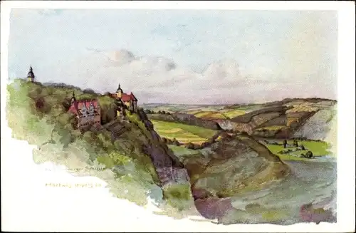 Künstler Ak Hartwig, W., Dornburg in Thüringen, Die 3 Schlösser