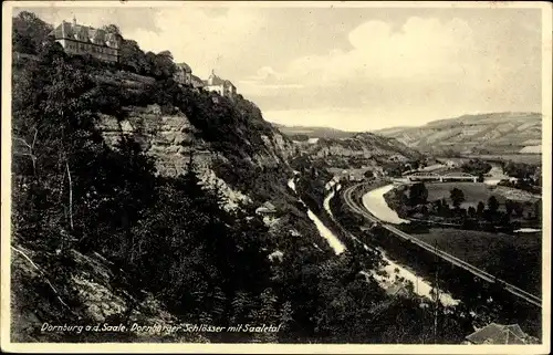 Ak Dornburg an der Saale Thüringen, Dornburger Schlösser mit Saaletal